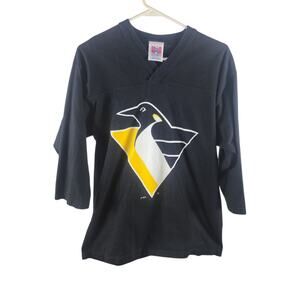 Vintage NHL Men's Lemieux Pittsburgh Penguins 3/4 Sleeve Shirt Size Large